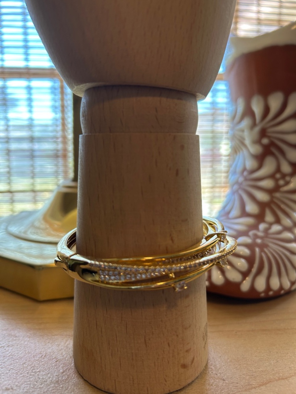 Gold-Tone Crystal Accent Women’s Bangle Bracelet - Gold